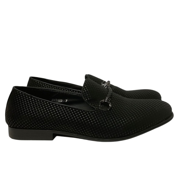 Miko Lotti Men's Slip‎ On Smoking Loafers Shoes Braided Accent Black Size 7 - Picture 1 of 15